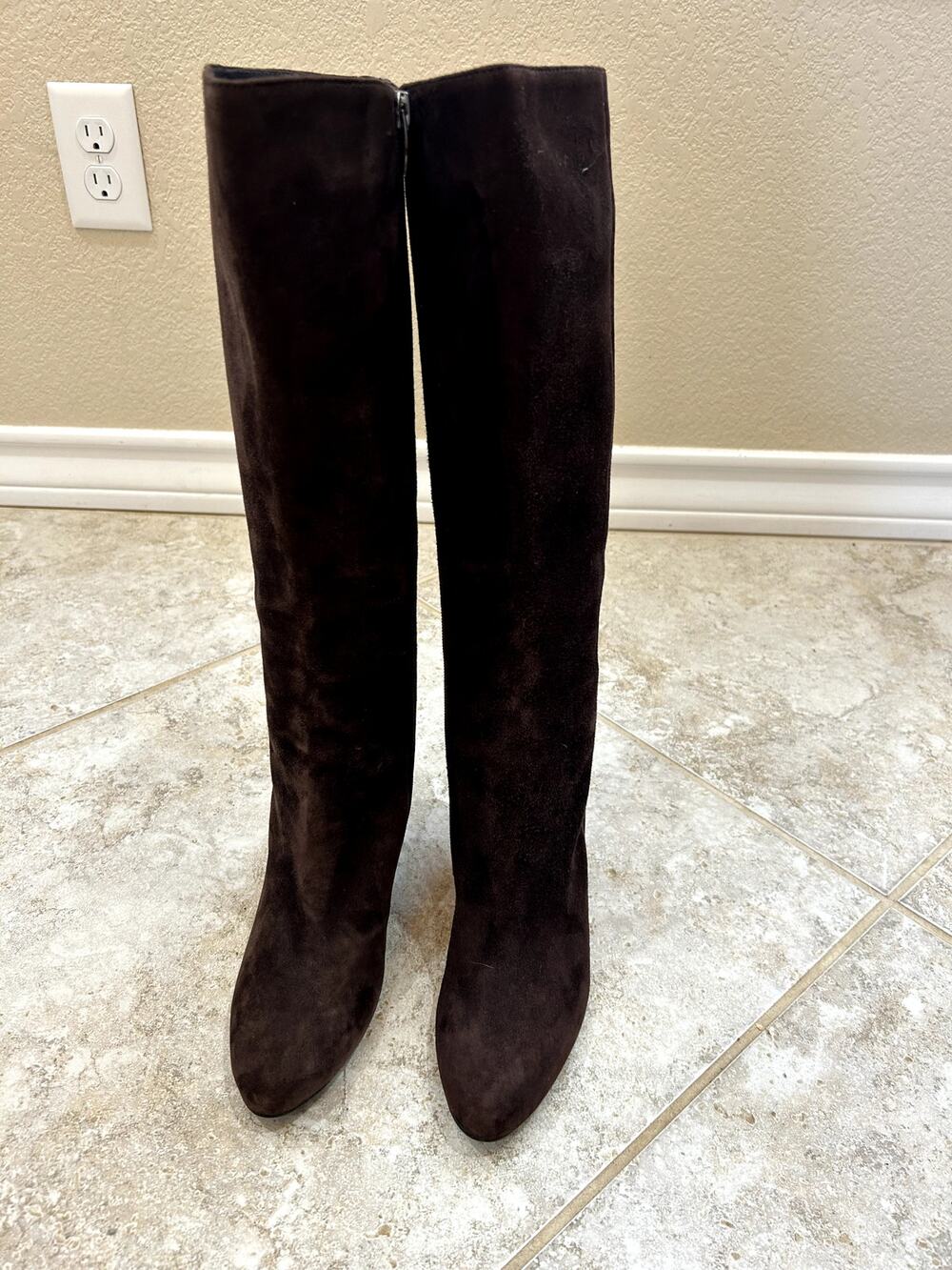 Via Spiga Adina Brown Suede Wedge Boots SZ 6.5 Side Zip